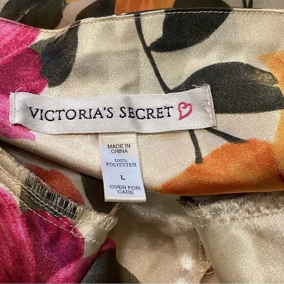 VTG Y2K VICTORIA'S SECRET Babydoll Chemise Slips Dress Sheer Multi Floral Sz L - Picture 5 of 7